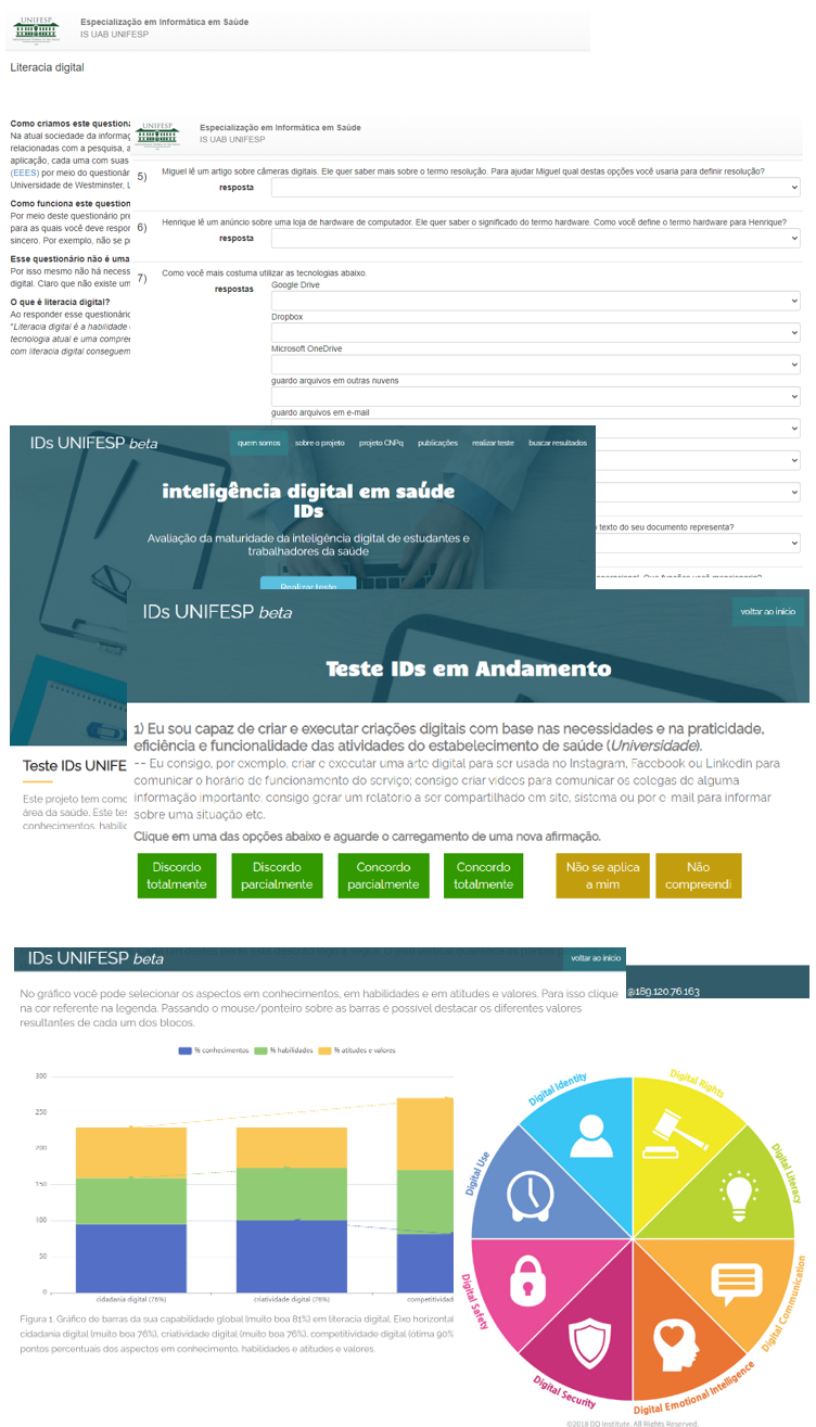 telas das versões do Teste IDs