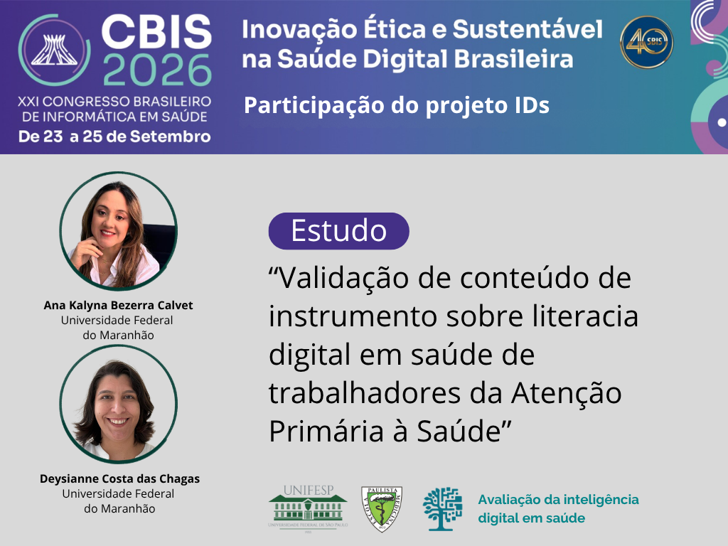 Projeto IDs apresenta estudo sobre validação de instrumento de literacia digital no CBIS 2026